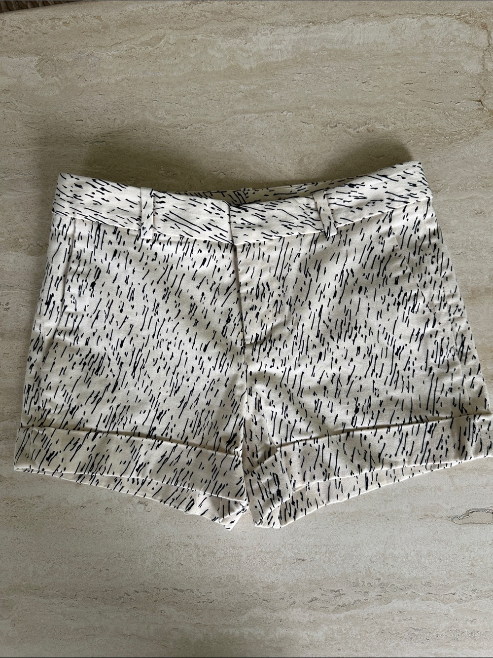 Zara Cream Shorts with Black Dash Motif